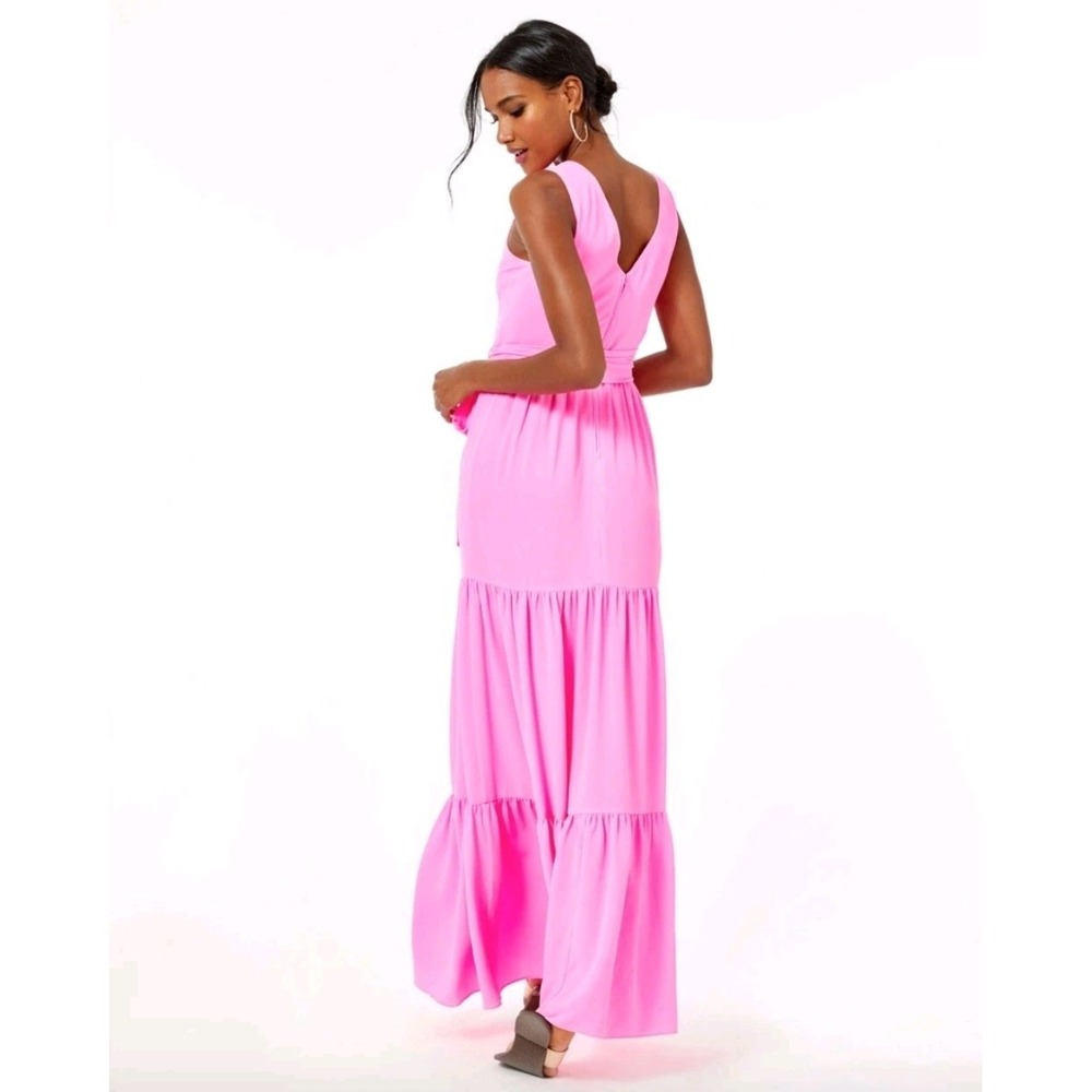 Lilly Pulitzer Maurine‎ Sleeveless Tiered Maxi Dress Prosecco Pink Sz 2 Resort - Picture 3 of 13